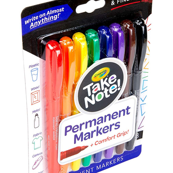 8 Pack Crayola Take Note Permanent Markers Fine Pt - Picture 3 of 5